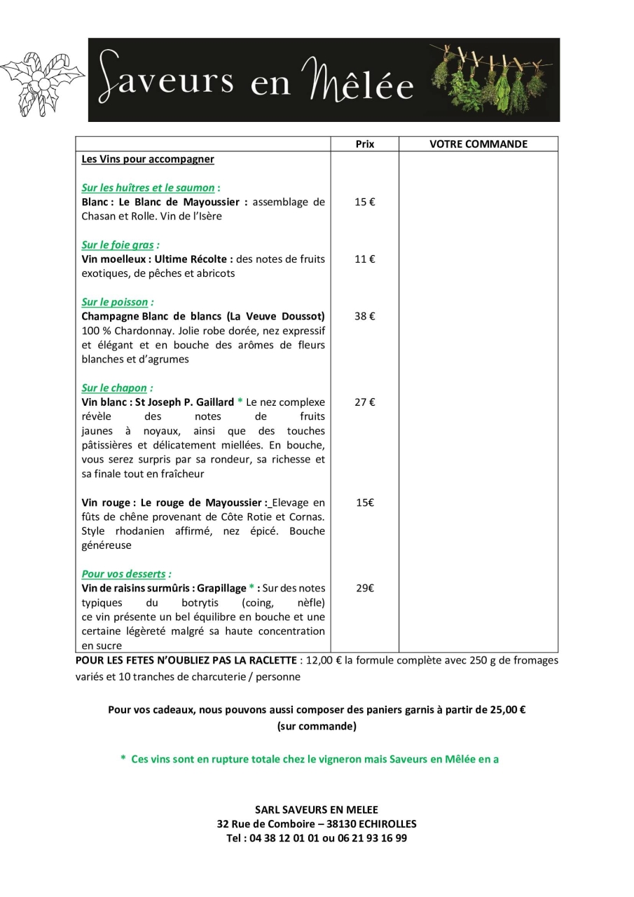 carte des fêtes - top resto ECHIROLLES