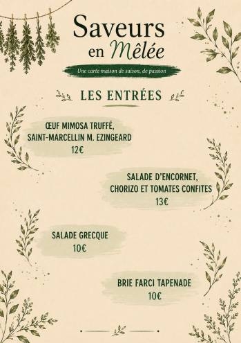 Carte - Saveurs en Mêlée - Restaurant Échirolles - les meilleurs restaurant de ECHIROLLES