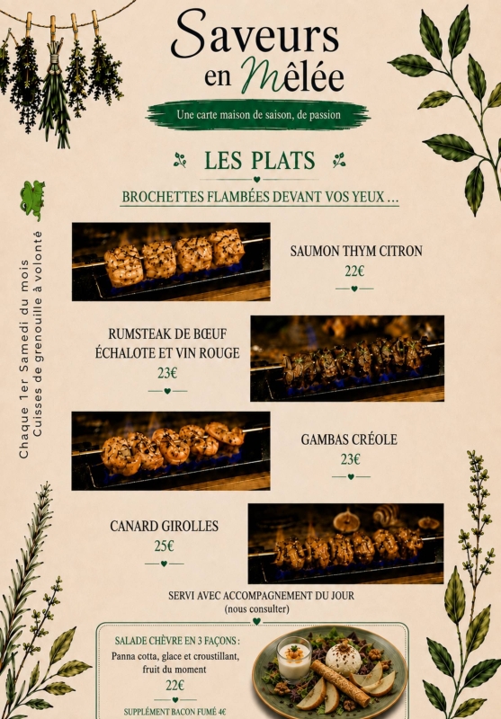 Carte - Saveurs en Mêlée - Restaurant Échirolles - Restaurant Seyssins
